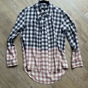 Urban outfitters XS flannel. Ombré of blue and nude with longer back